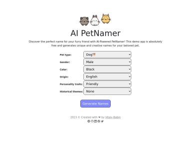 AI Pet Name Generator-AI宠物名称生成器