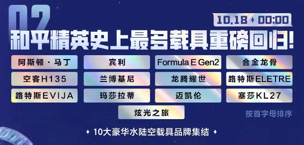 和平精英2024刺激之夜，51款载具限时返场