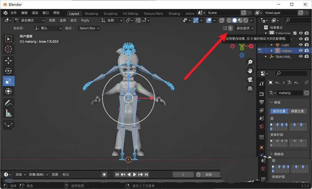 Blender怎么设置骨骼镜像 Blender设置骨骼镜像的方法