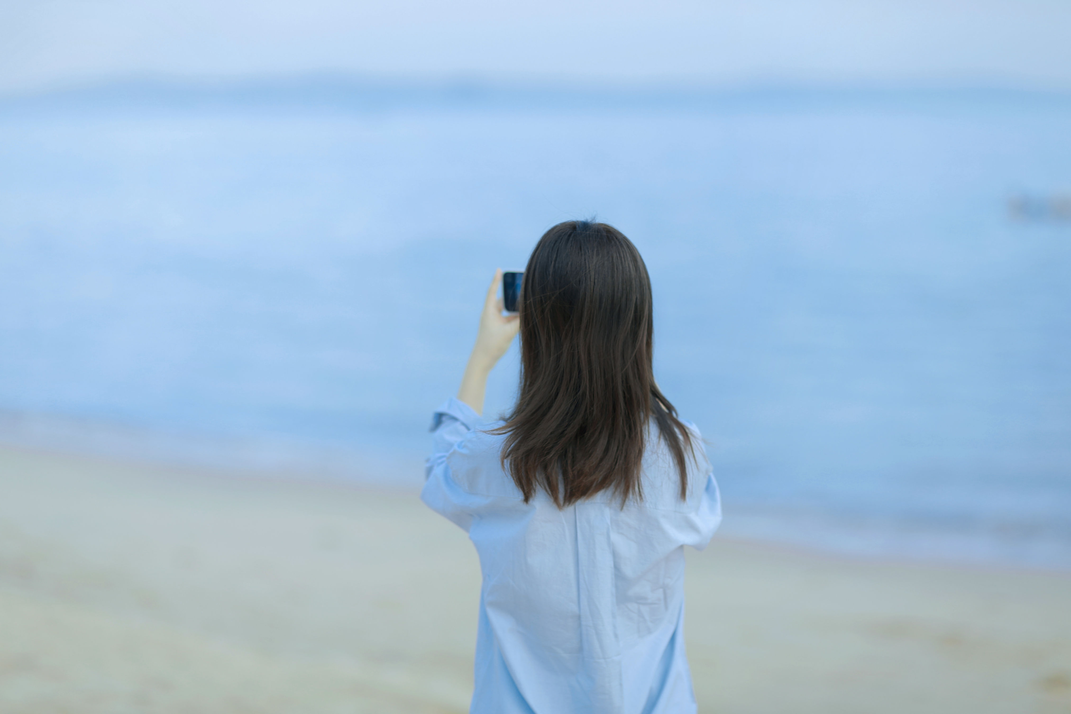 蓝色海边 美好 青春 女生 日系