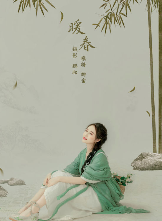 暖春 工笔画 画意摄影 春天 古风 中国风 少女 艺术