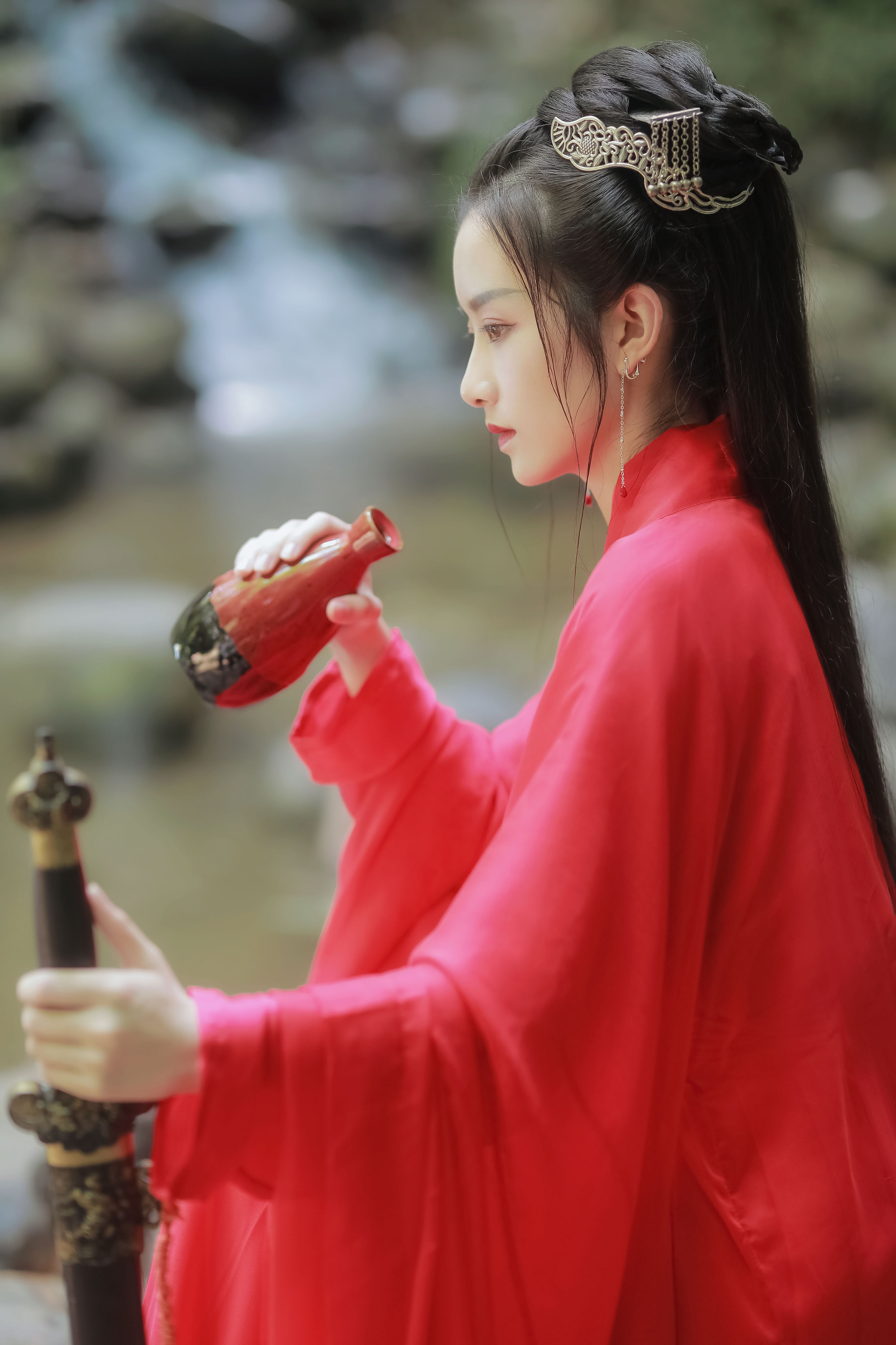 红衣行 武侠 女侠 唯美 竹林 古风 美女