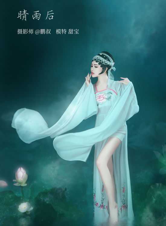 晴雨后 工笔画 画意摄影 戏曲人物 荷花 艺术