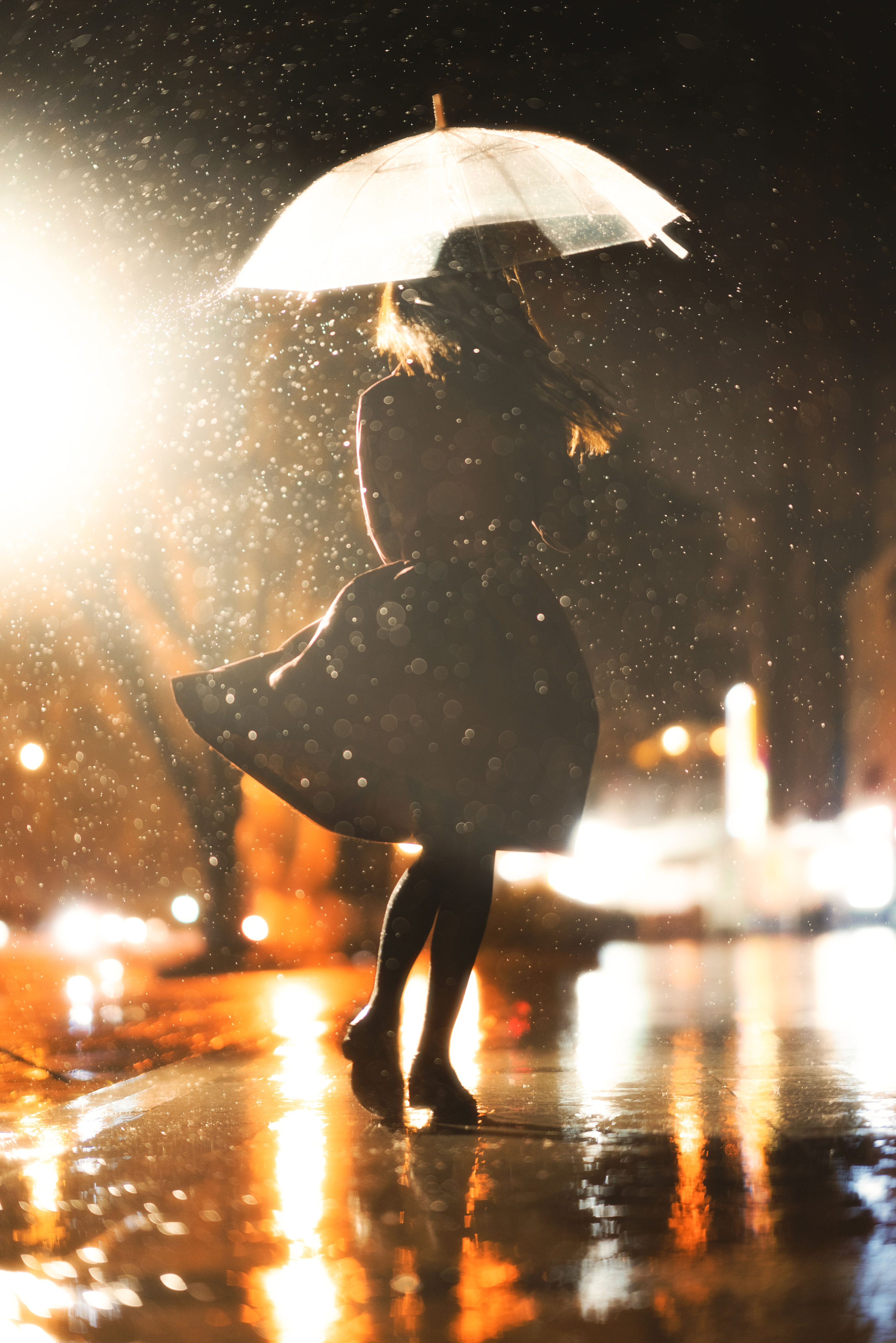 雨下 夜景人像 下雨天 街拍 唯美 少女