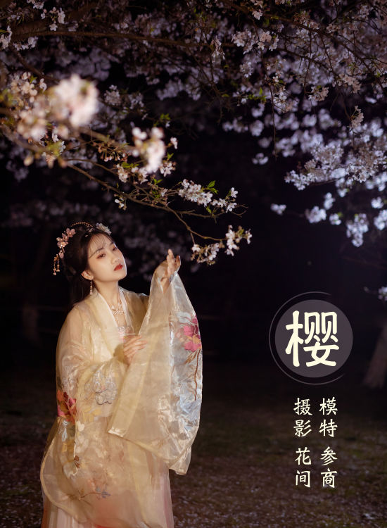 樱 夜景人像 樱花 古风 花