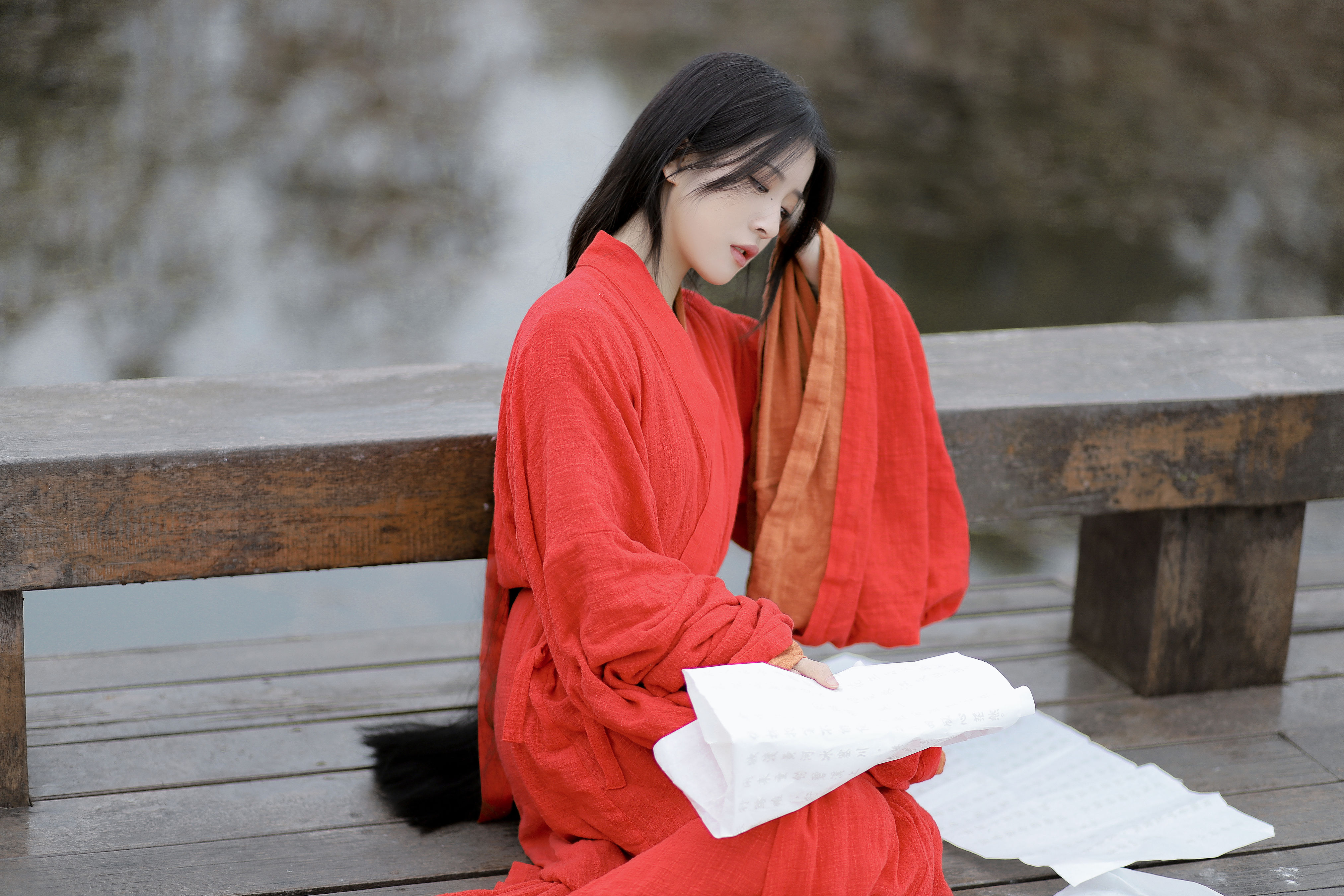 野有蔓草 古风红衣女子 思念 唯美 古风 仙气 意境 精美