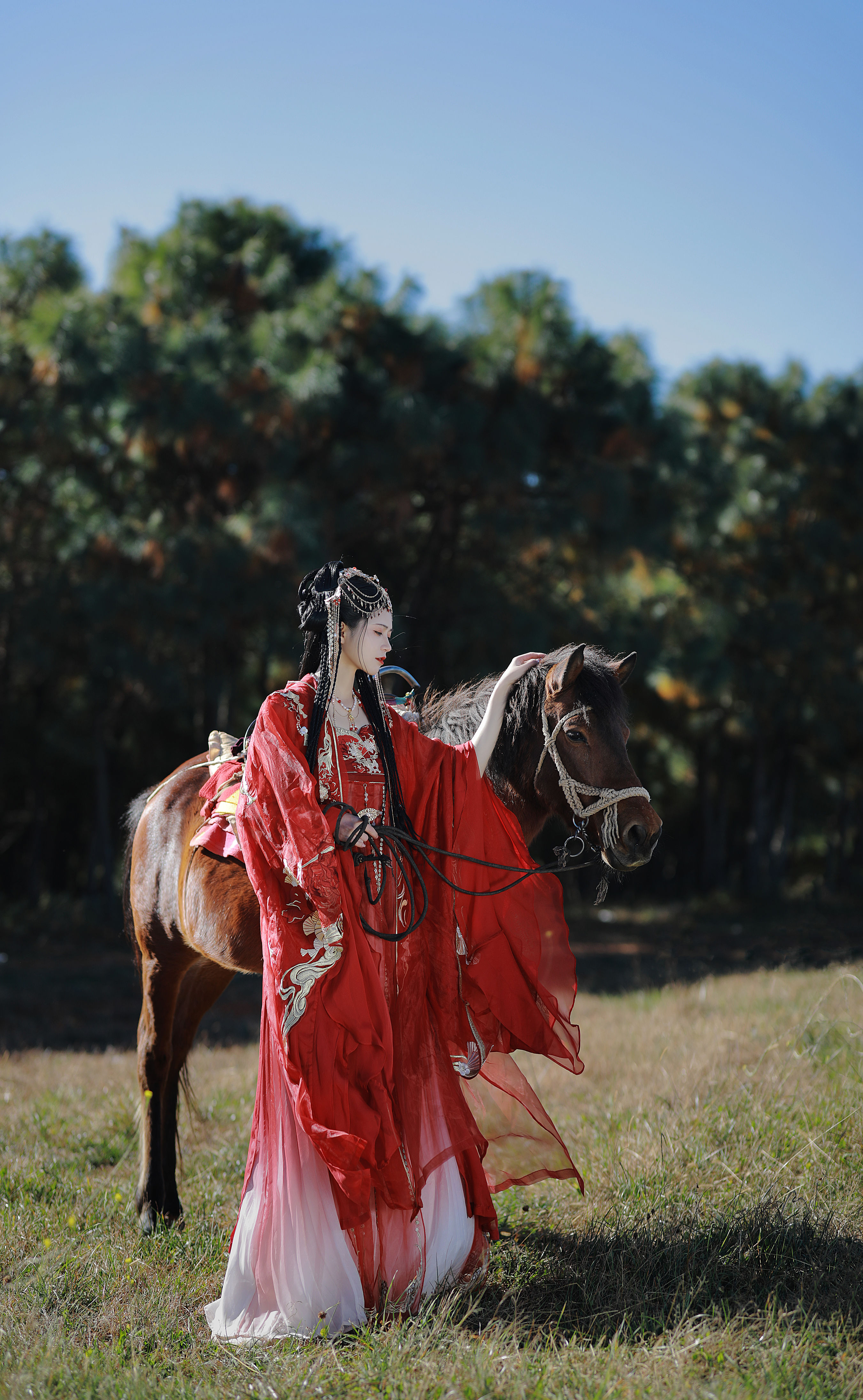 夕阳流火风舞沙，落日余晖映彩霞 唯美 意境 古风 美人 夕阳