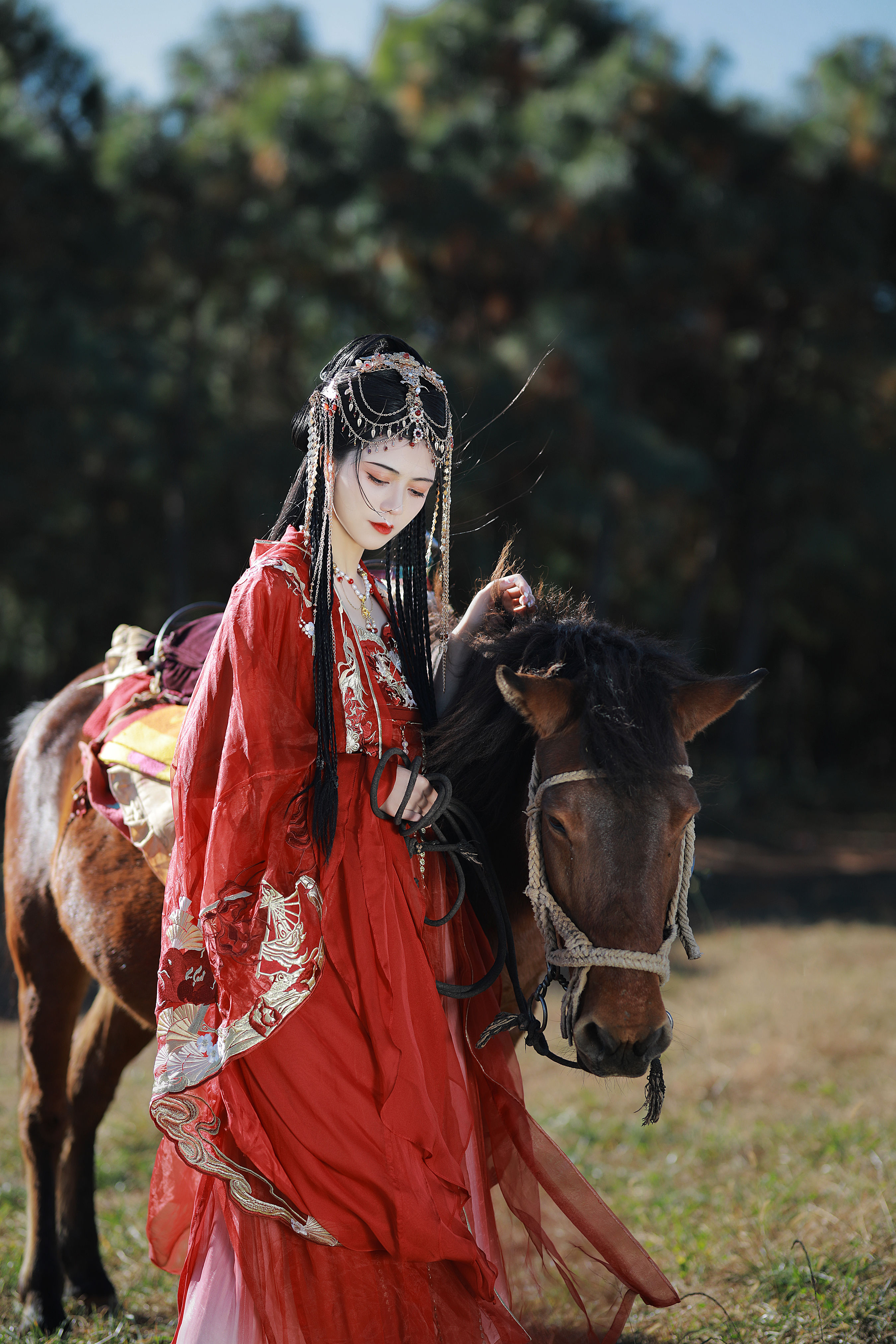 夕阳流火风舞沙，落日余晖映彩霞 唯美 意境 古风 美人 夕阳