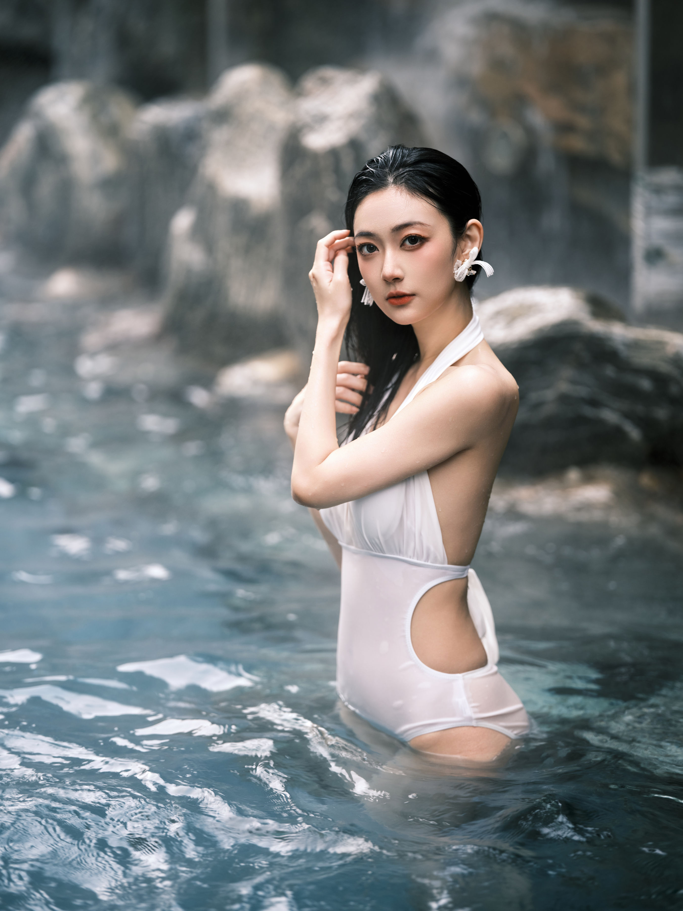 温泉白 女神 湿身 摄影 美女 惊艳 模特