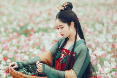 花语 汉服 少女 花 美图 绝色 小清新 古风