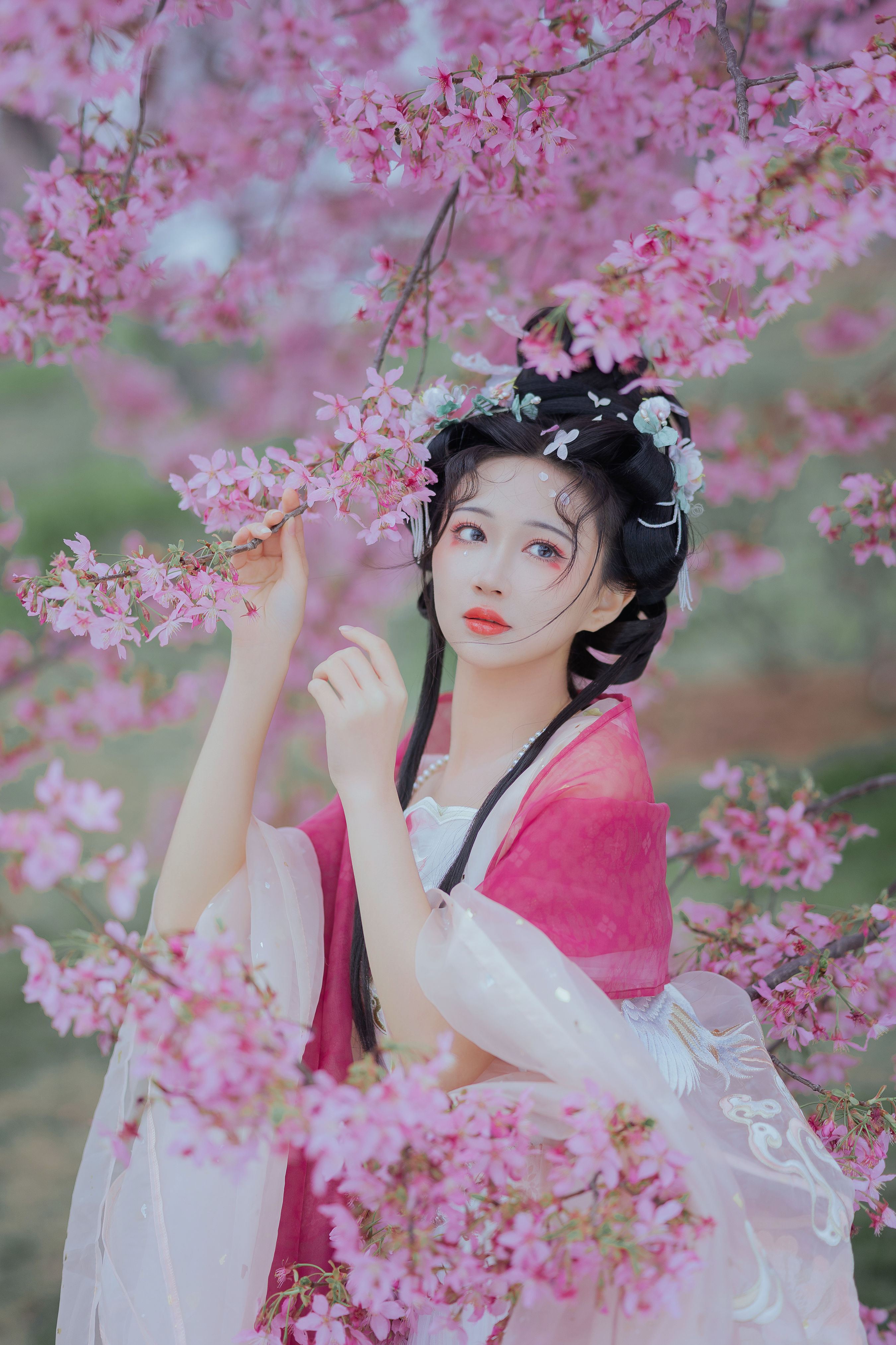 花间栩栩 花 少女 汉服 古装 写真 春天