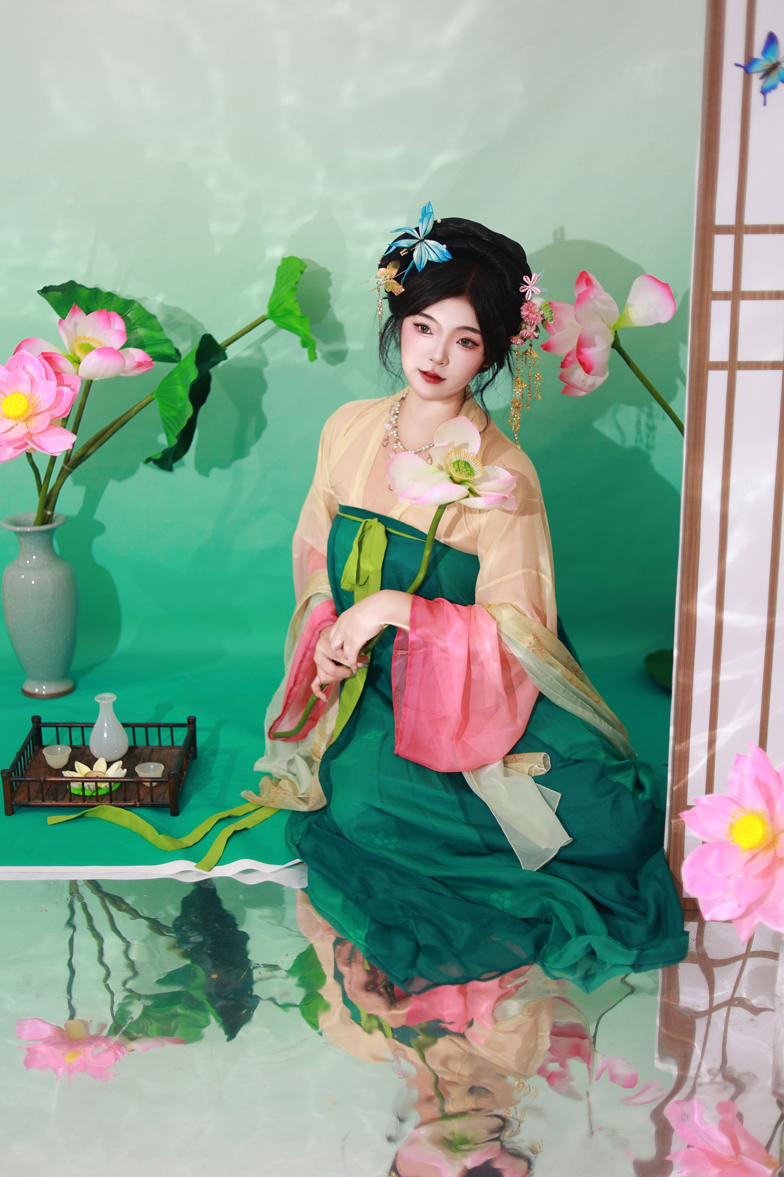 芙蓉画卷 古装 莲花 美人 写真 汉服