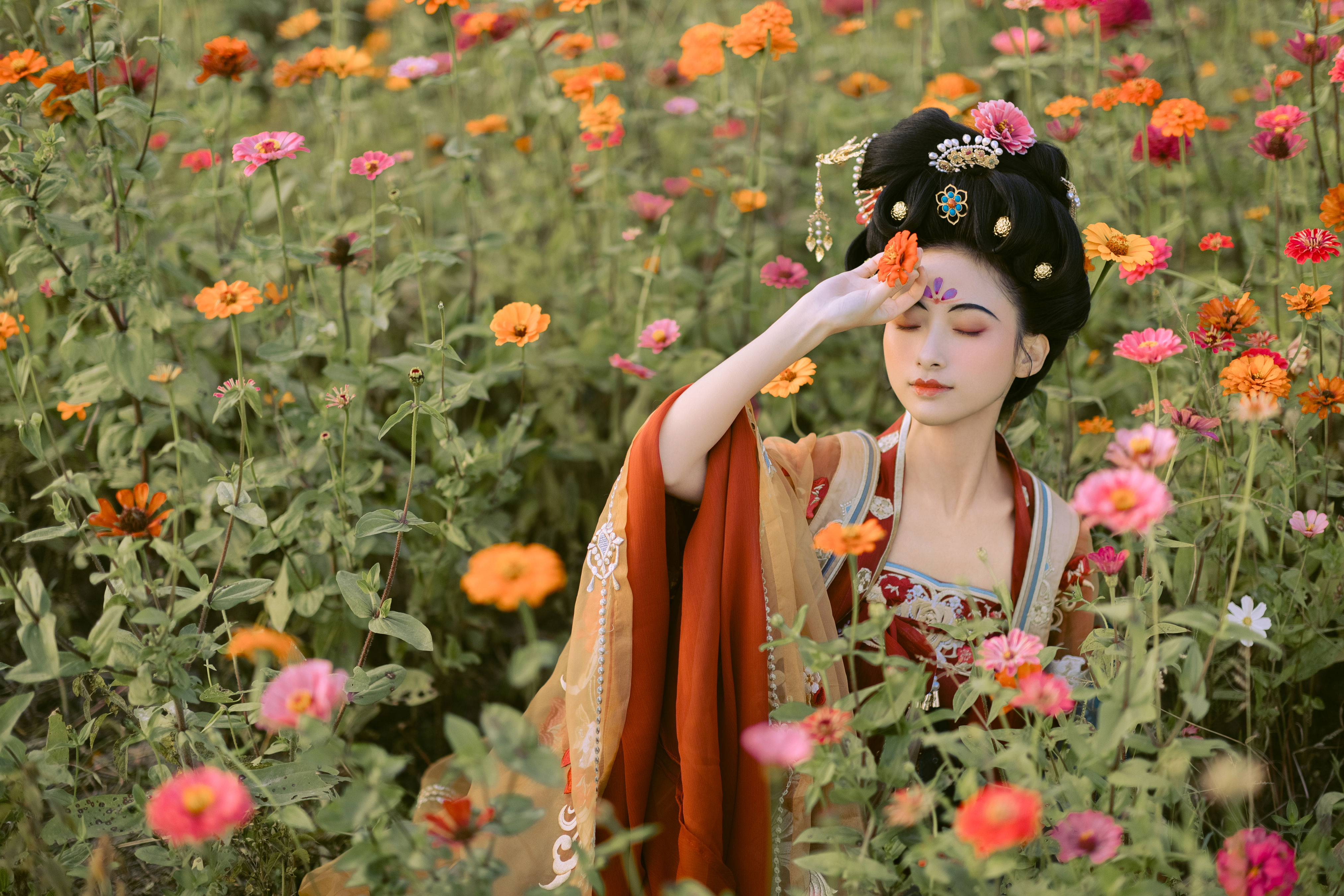 花海 古风 汉服 花 美人 美丽