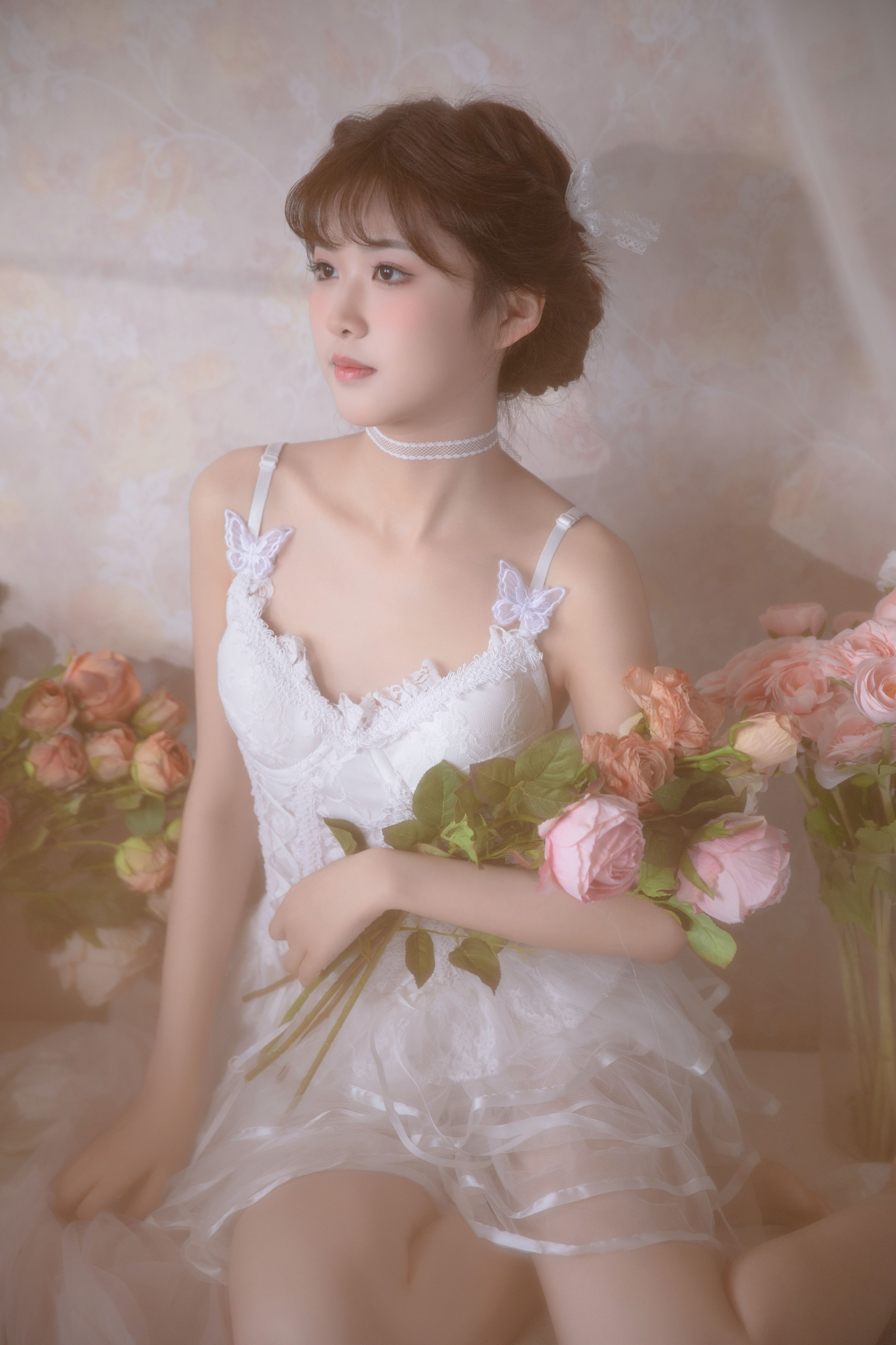 白色芭蕾 少女 花 写真 精美 美女