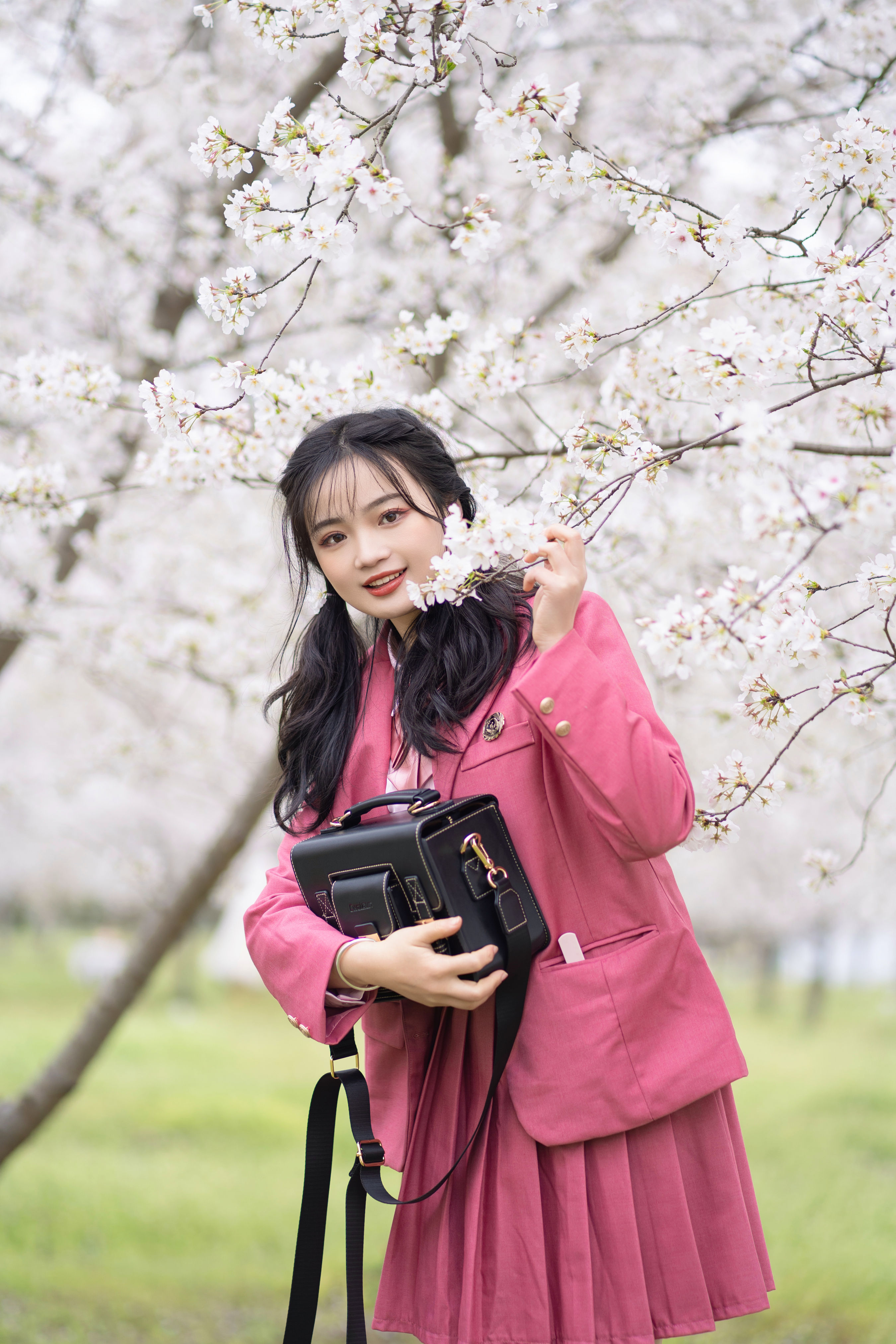 樱花树下 JK 女生 樱花 日系 写真