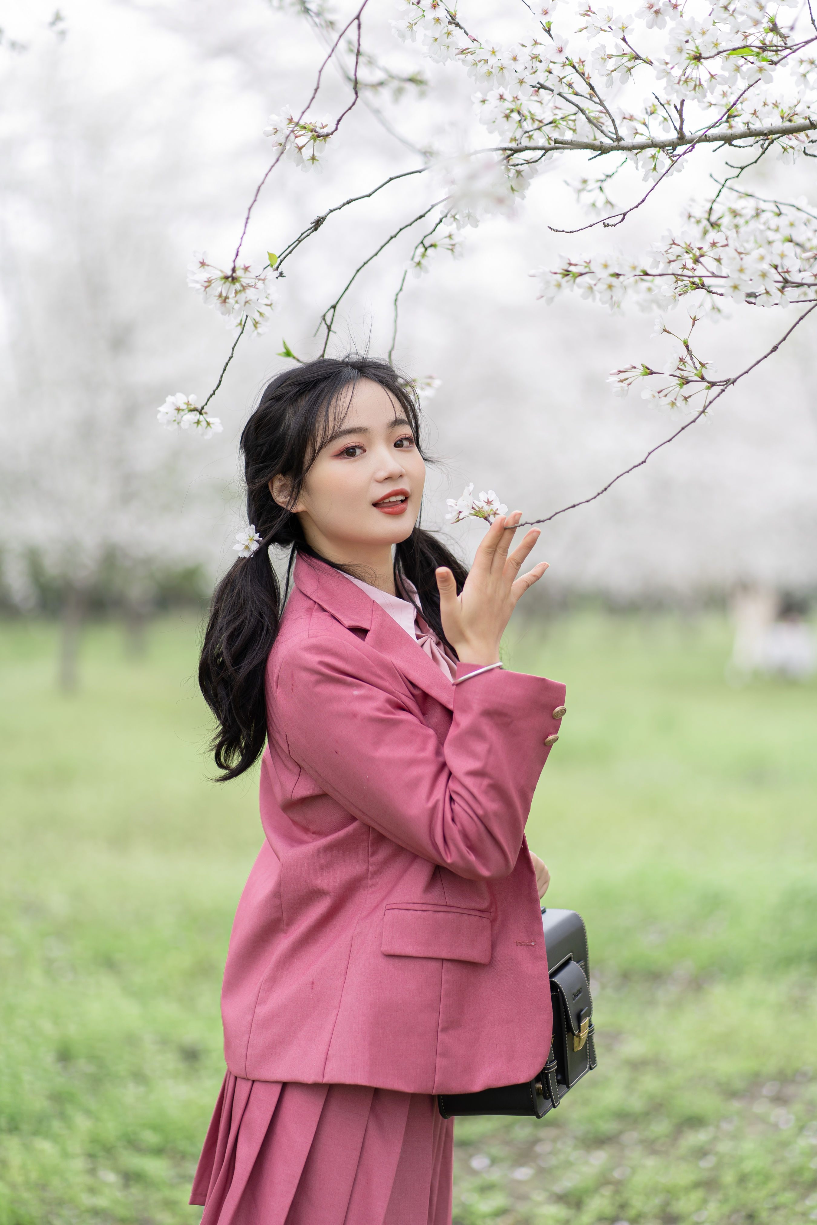 樱花树下 JK 女生 樱花 日系 写真