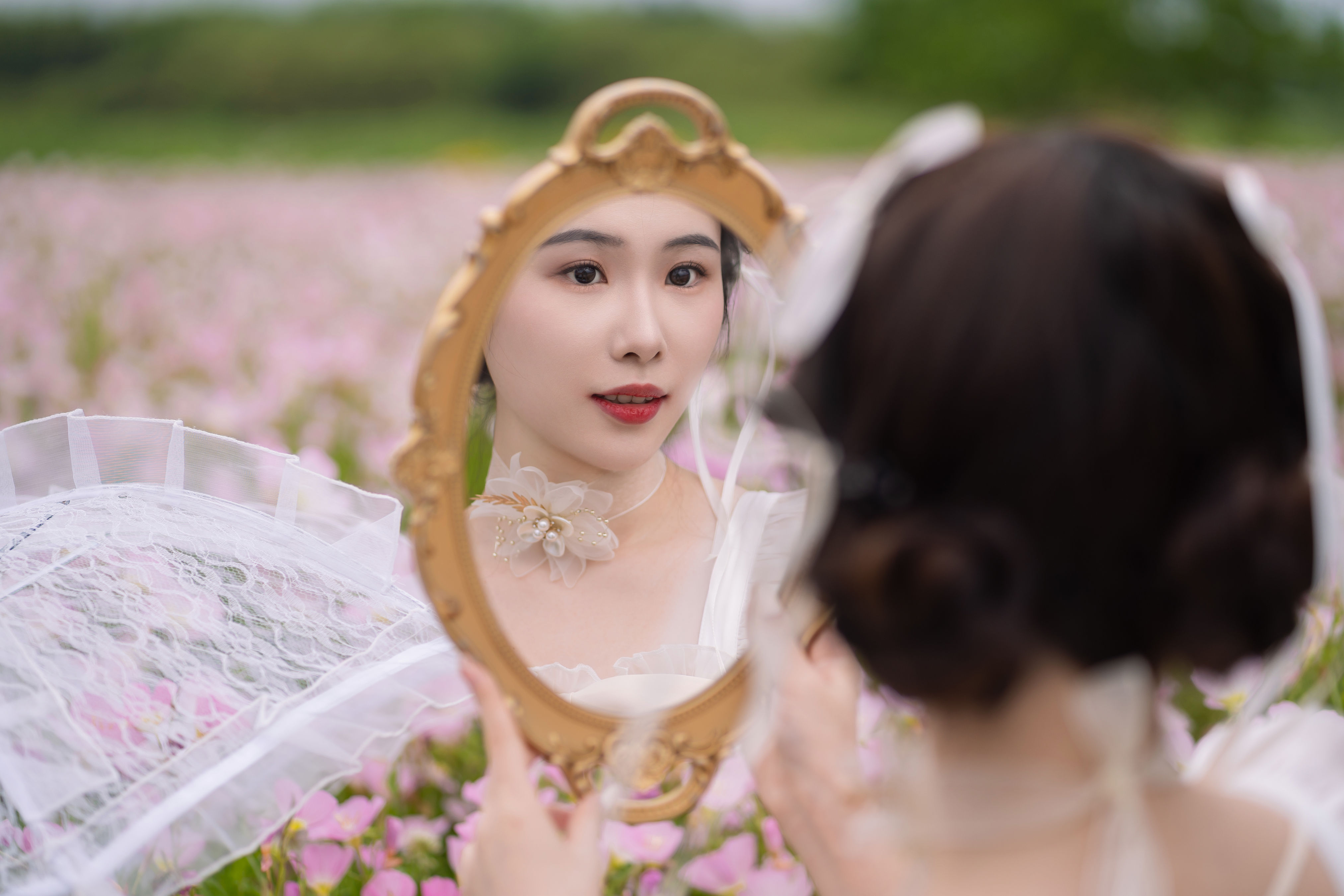 格桑花海 浪漫 花 色彩 写真 清纯 妹子