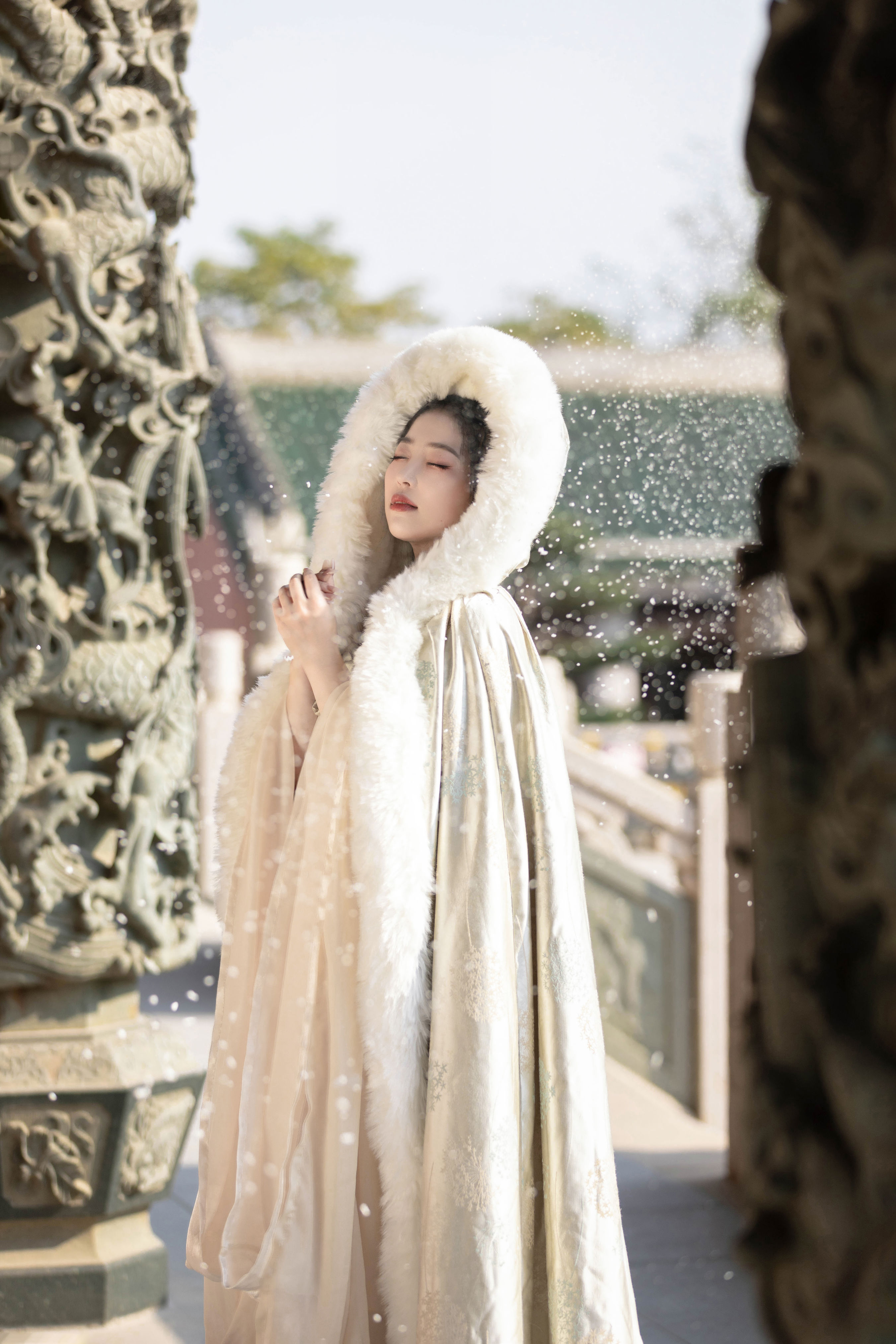 落雪 古装 美人 雪景 冬天 精美