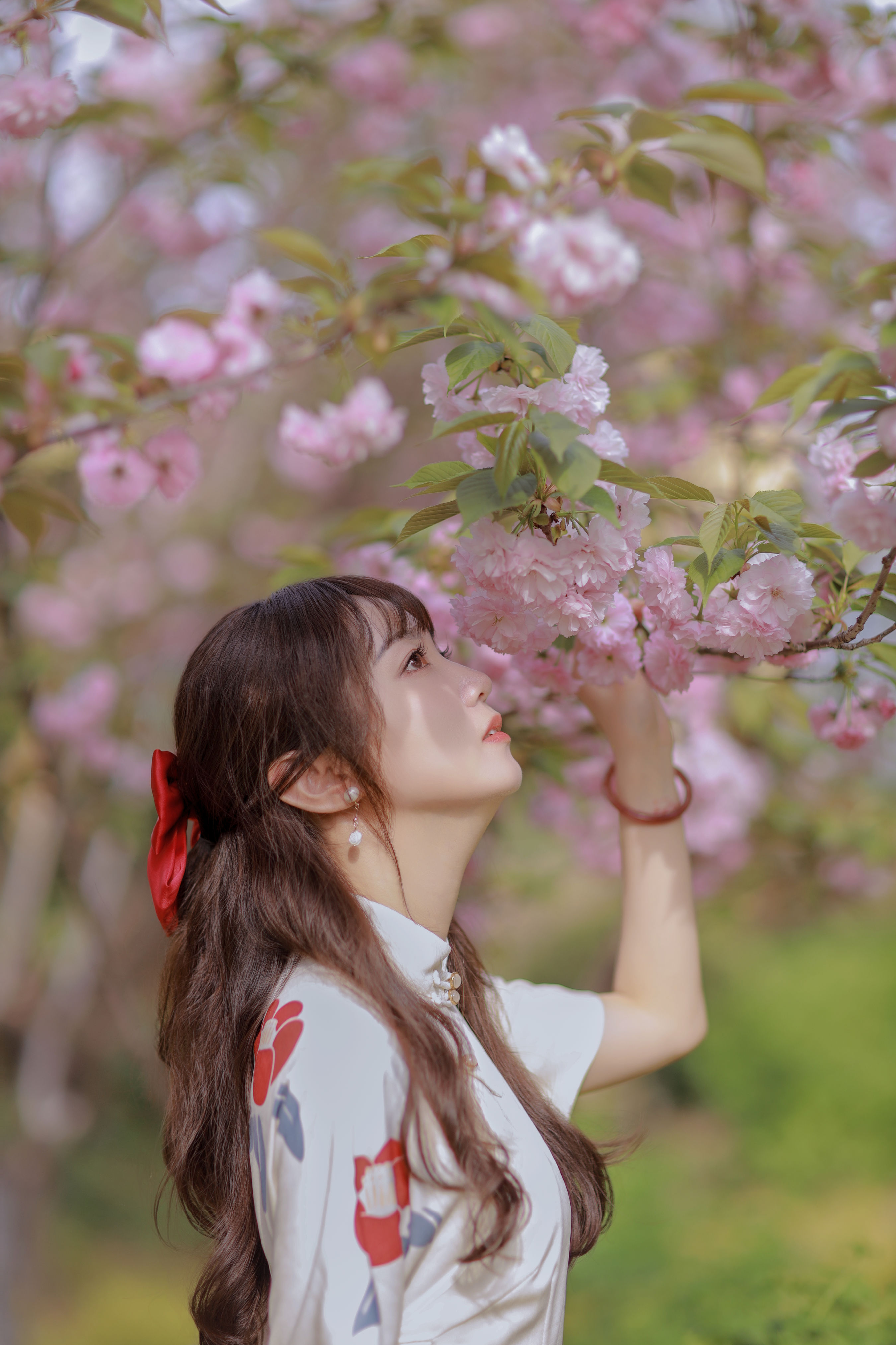 花季旗袍 旗袍 花 女人 优美 美好