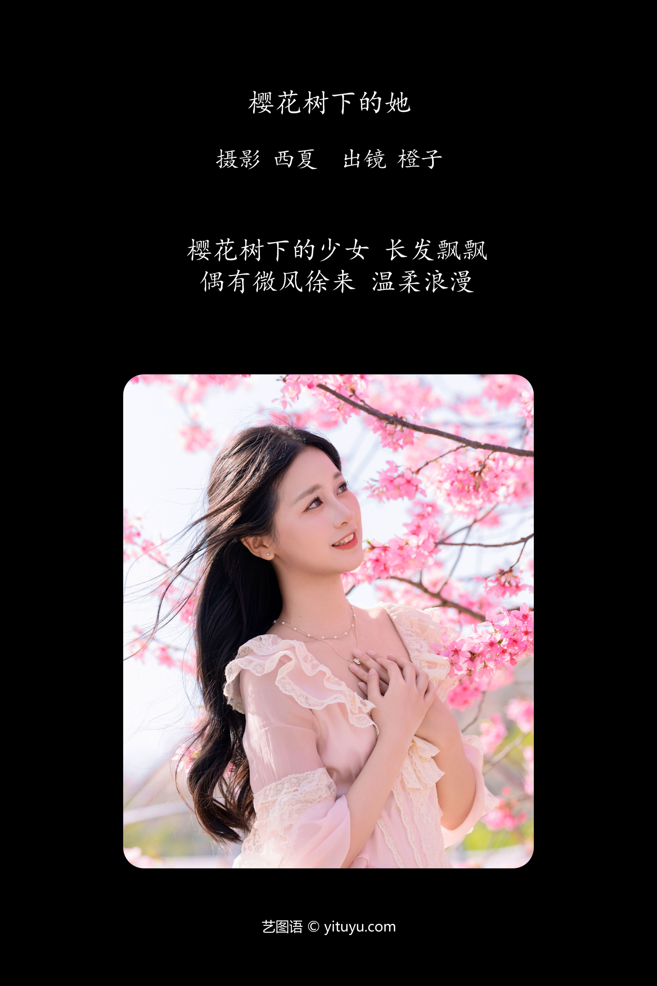 樱花树下的她 樱花 元气 妹子 写真 少女