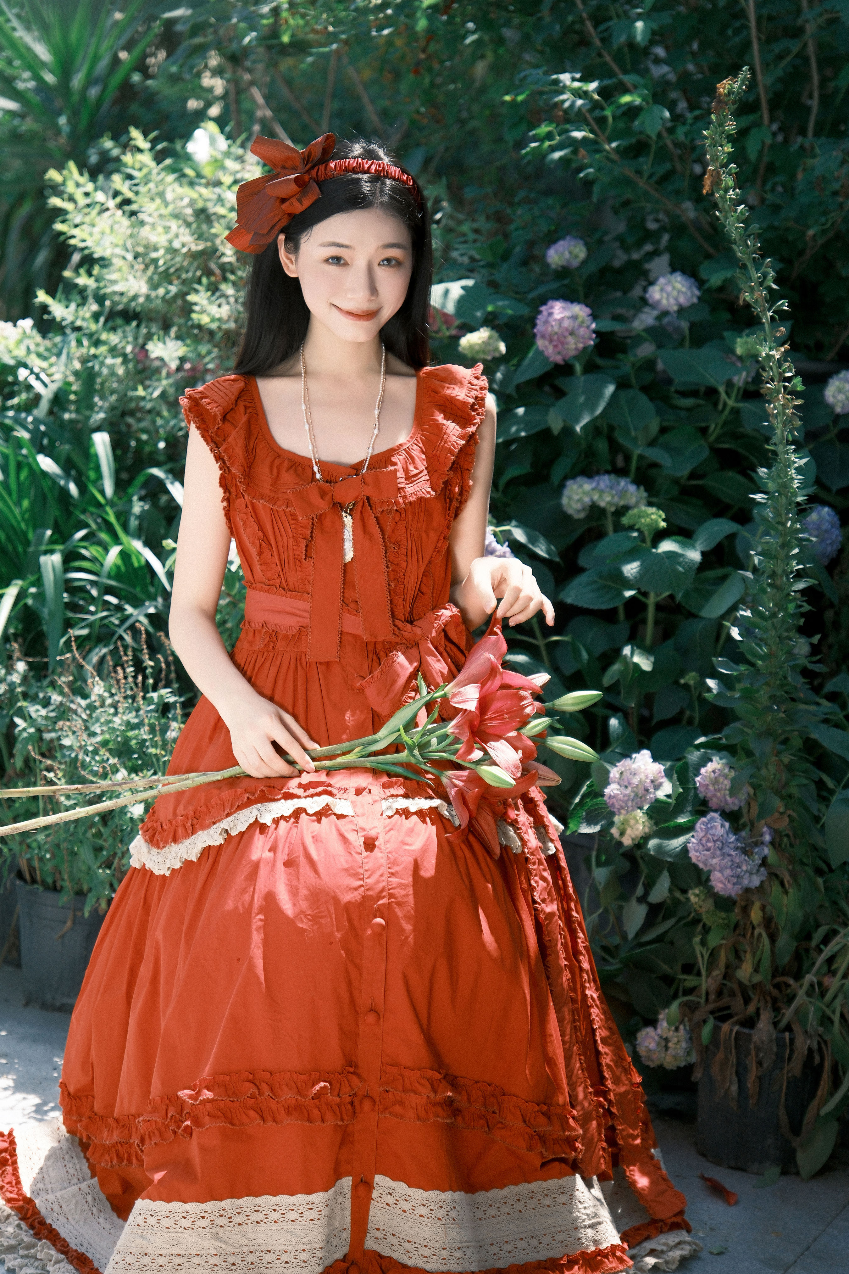 红宝石花开 色彩 红色 女孩 可爱 花 少女