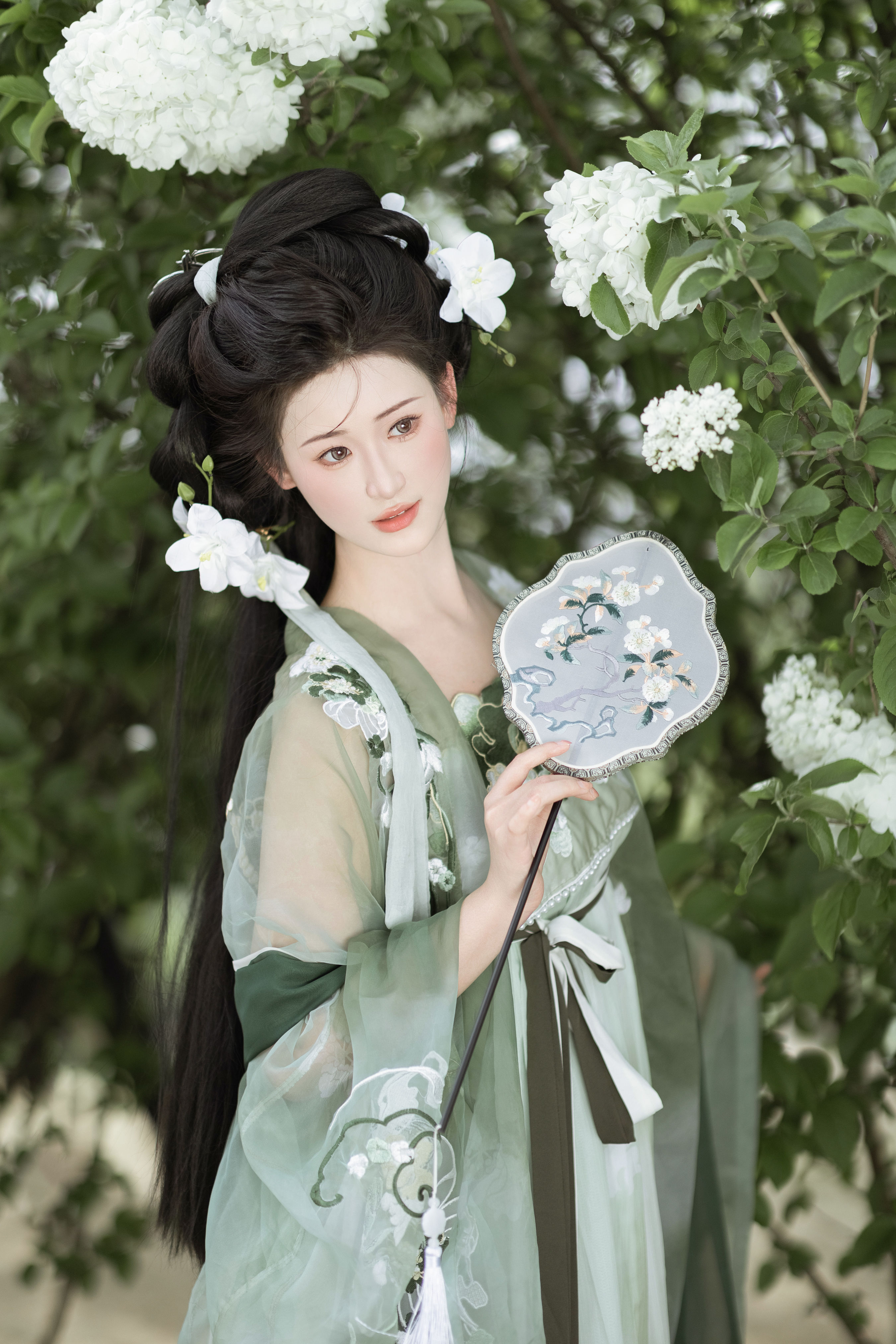 玉绣球花 绣球花 古装 汉服 美人 小姐姐 写真