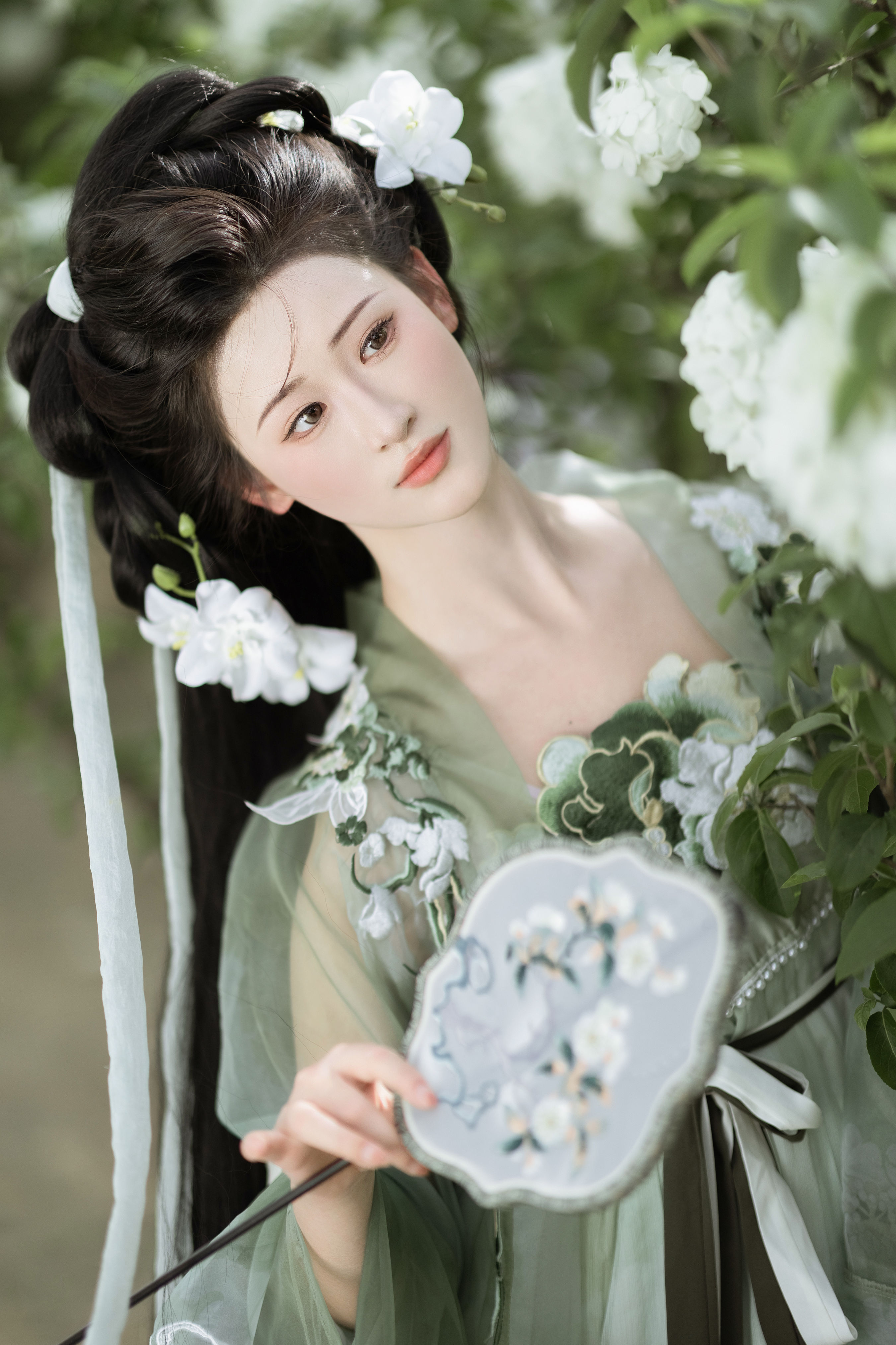 玉绣球花 绣球花 古装 汉服 美人 小姐姐 写真