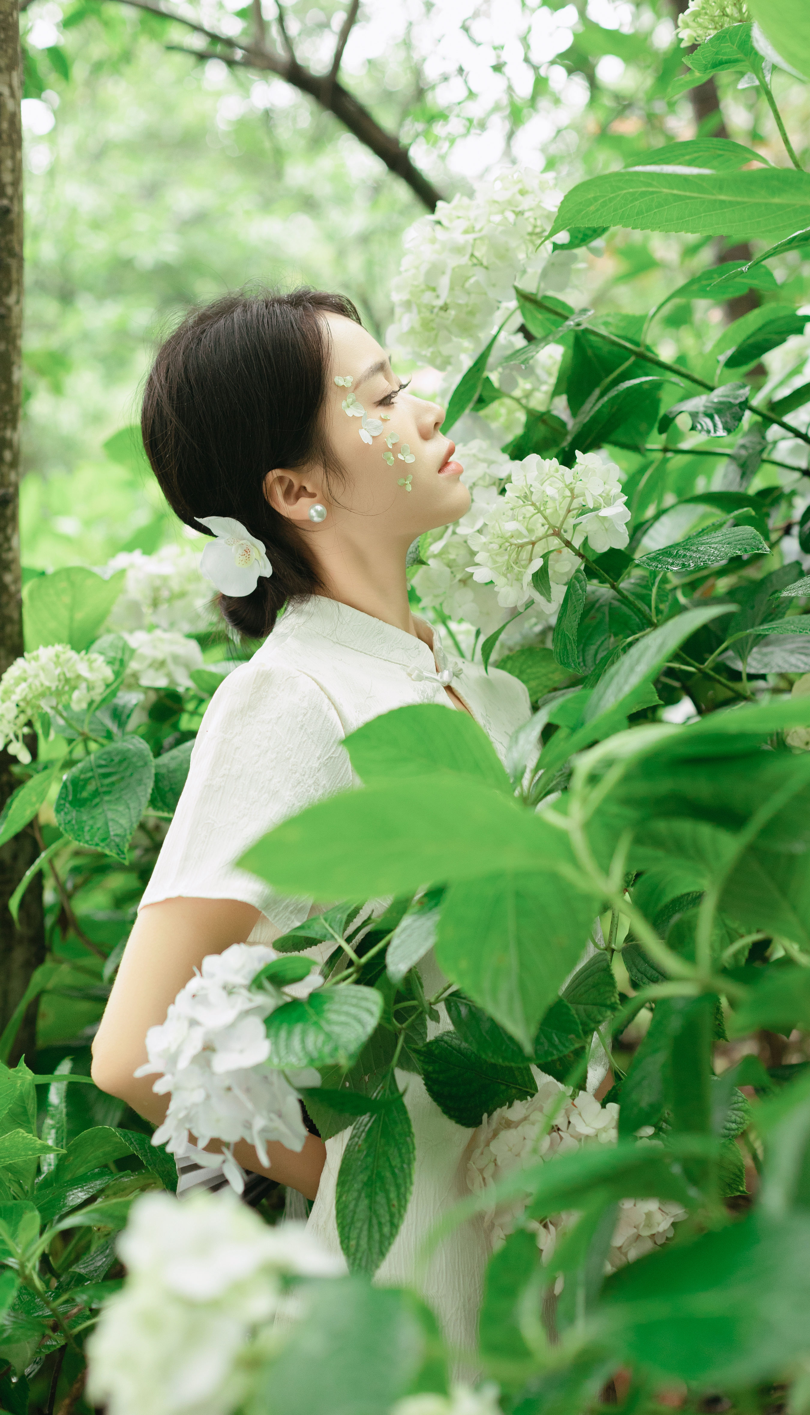 夏日染清凉 花 旗袍 绿色 夏日 美丽 养眼