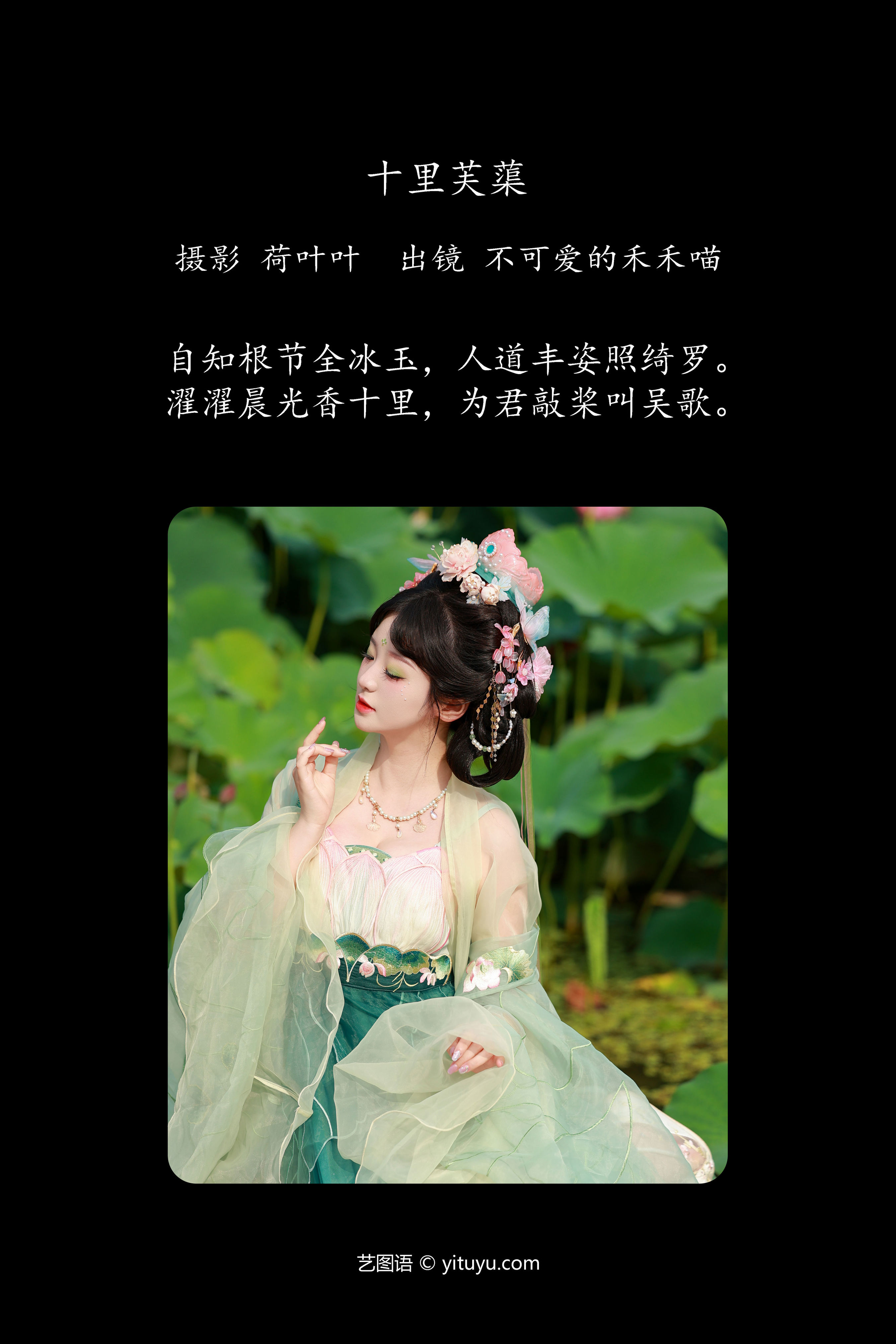 十里芙蕖 汉服 荷花 莲花 绿色 小仙女